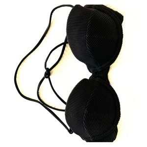 Black bikini top ribbed halter